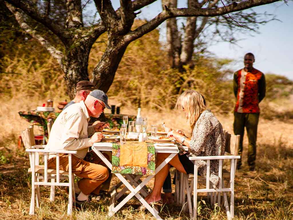 Bush breakfast after a Serengeti balloon flight