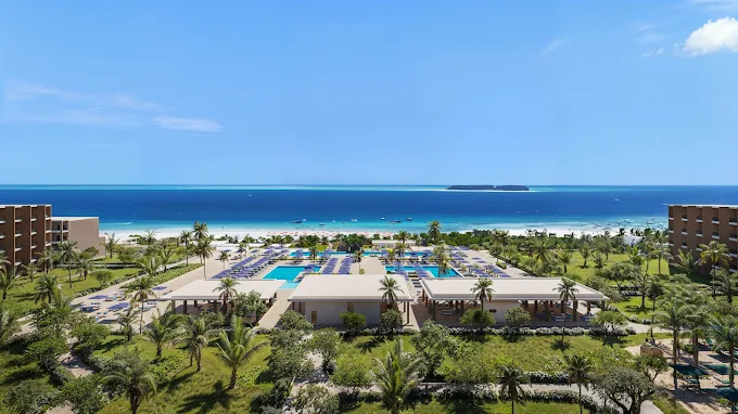 Aerial view of Iberostar Selection Zanzibar beachfront resort