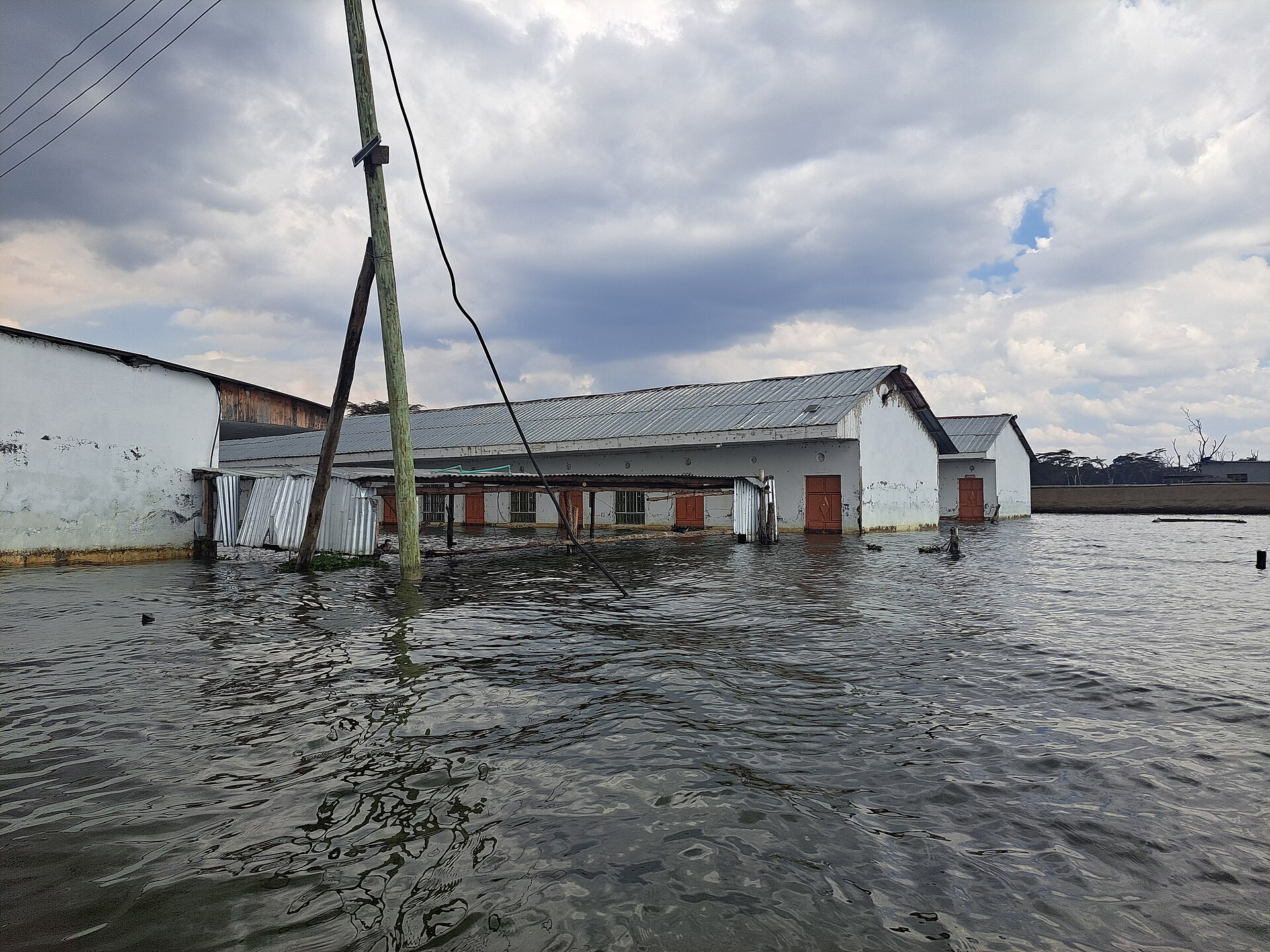 Flooded hotel on Lake Naivasha, Kenya