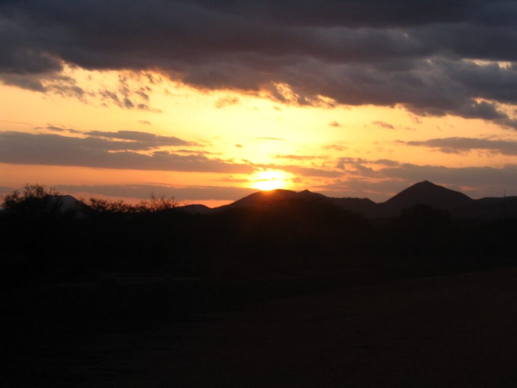 Sunset over Tsavo West National Park in Kenya